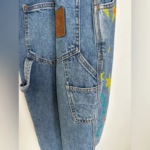 Festival Overalls Boho‎ Painted Denim Girls or Women’s XXS - Picture 15 of 16